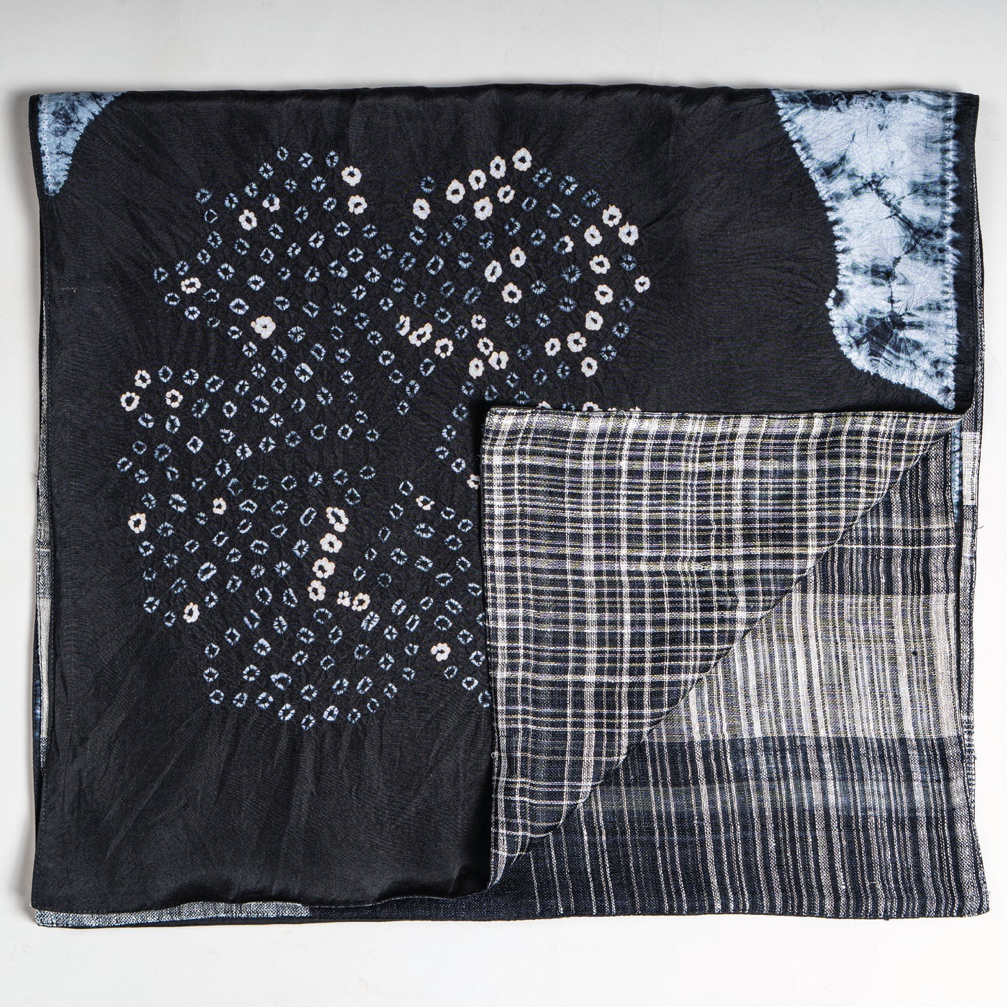 Moonlit Blooms Shibori Scarf (with woven lining on the back)