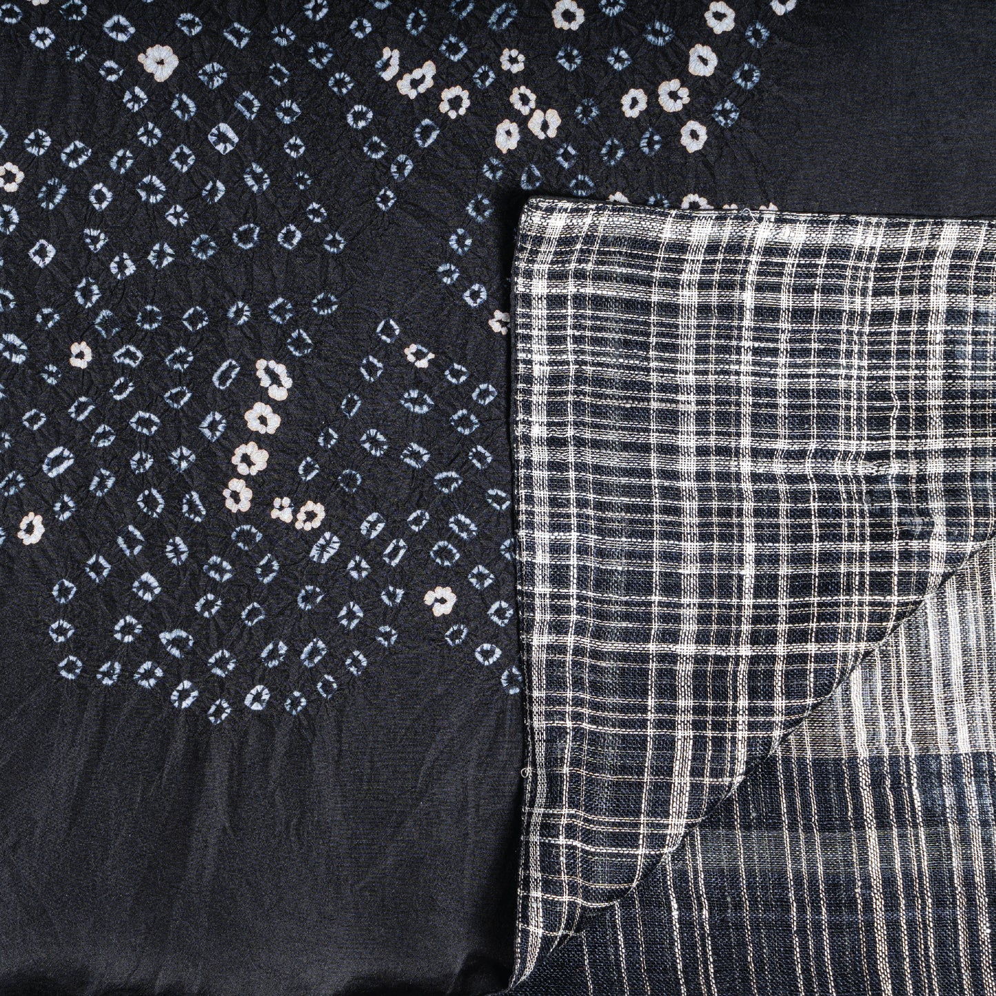 Moonlit Blooms Shibori Scarf (with woven lining on the back)