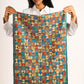 Triangles-at-play Kantha scarf (with indigo lining)