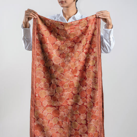 Woodland Kantha Scarf (with rust lining)