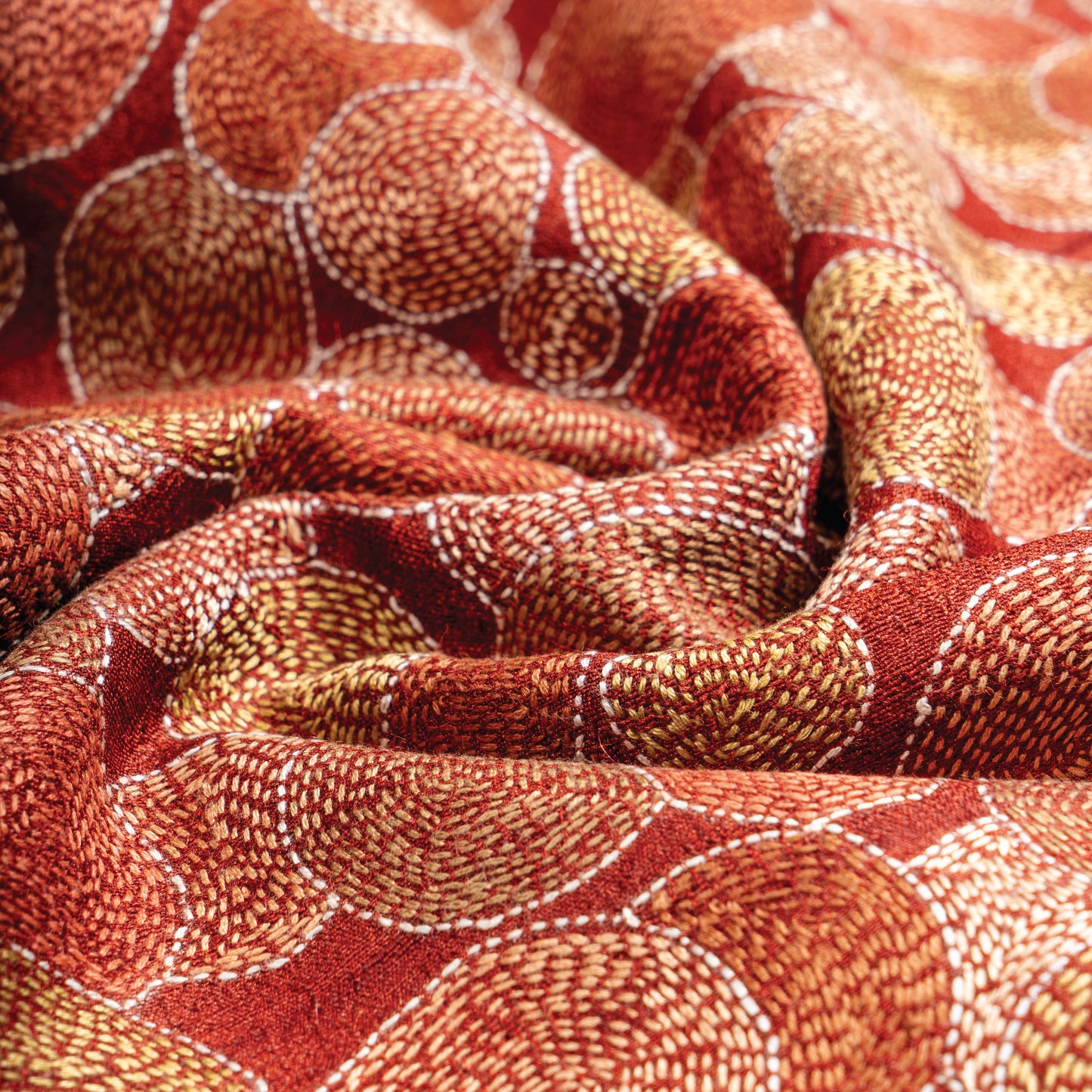 Woodland Kantha Scarf (with rust lining)