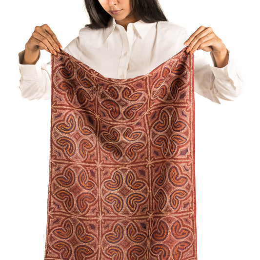 Quatrefoil Kantha Scarf (With Rust Lining)