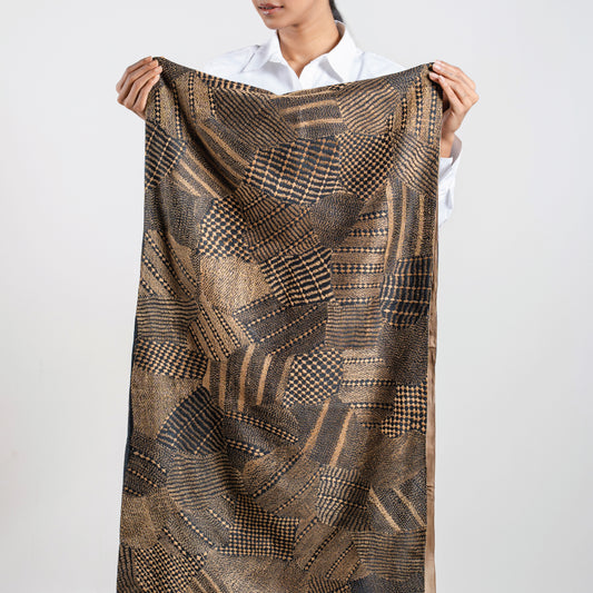 Topography Textures Sujni Scarf (with beige lining)