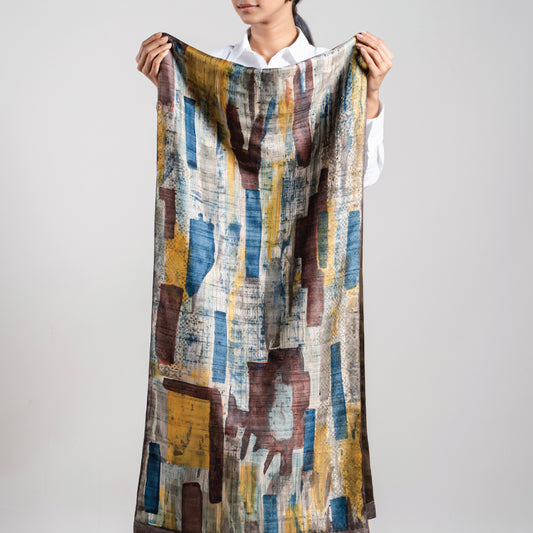 Artisanal "Kandinsky" Scarf   (with pashmina lining)