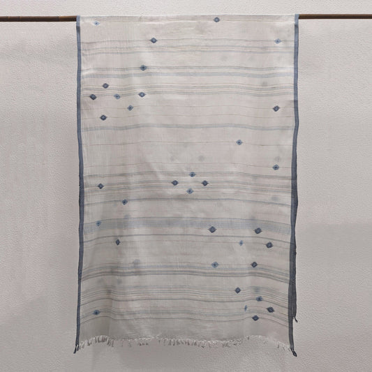 India, Karomi Crafts & Textile, Kankra Stole (Natural indigo booti)