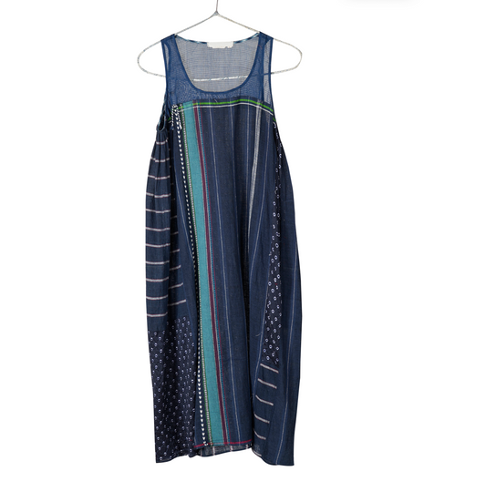 Injiri, AMBER-237 Ladies Dress INDIGO 50% Cotton, 50% Silk S-1