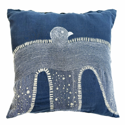 India, Muuyee, Neela Panchhi Cushion Cover