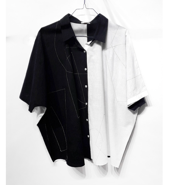 Soham Dave, L&S Shapes Shirt Black-White