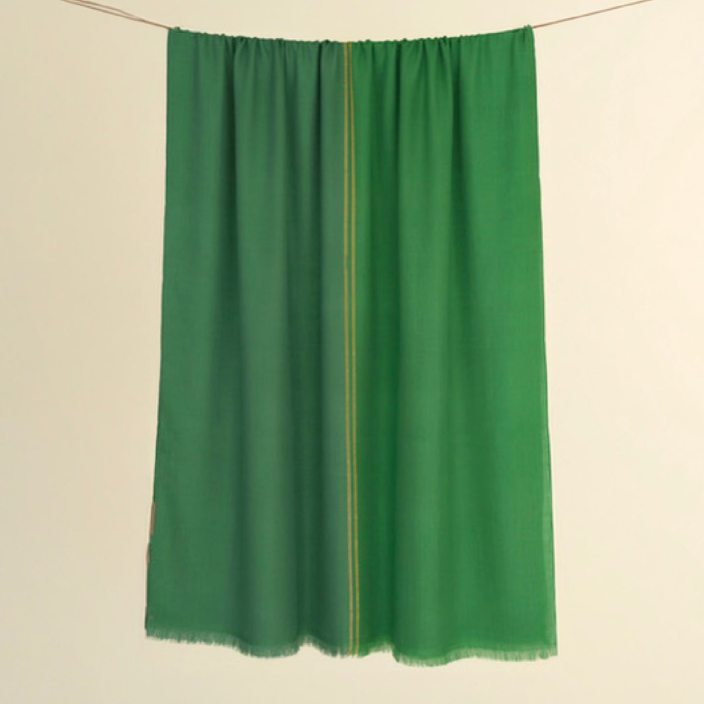 India, Kashmir Loom, Fifty-Fifty Emerald Shawl