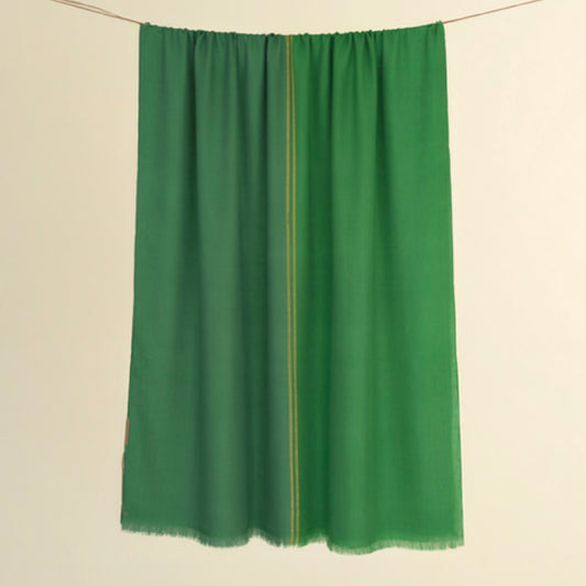 India, Kashmir Loom, Fifty-Fifty Emerald Shawl