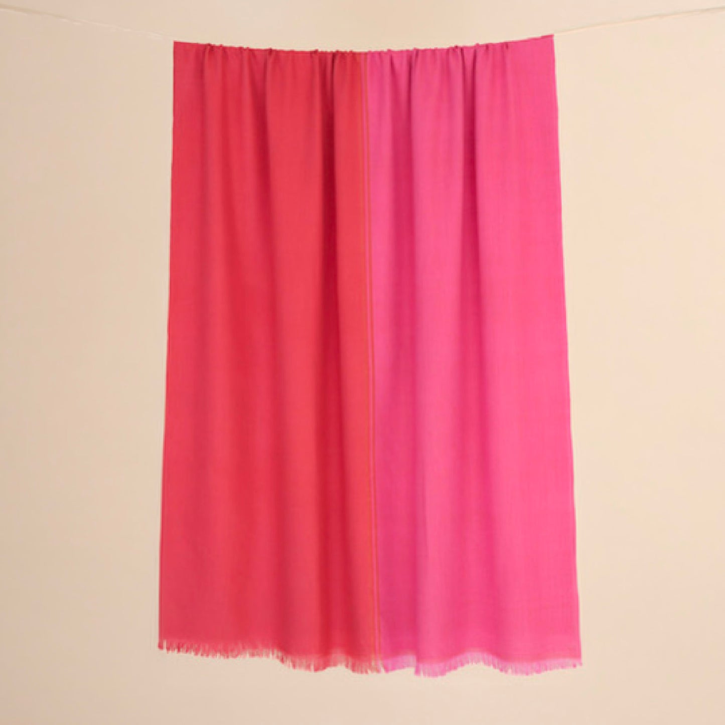 India, Kashmir Loom, Fifty-Fifty Raspberry Shawl