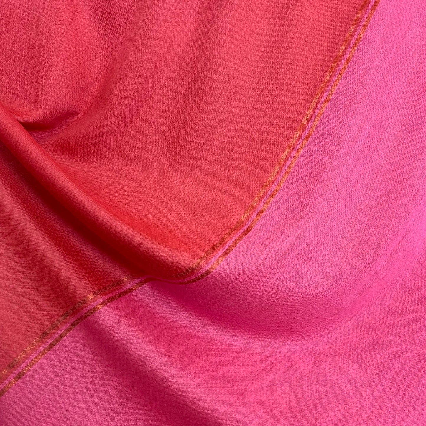 India, Kashmir Loom, Fifty-Fifty Raspberry Shawl