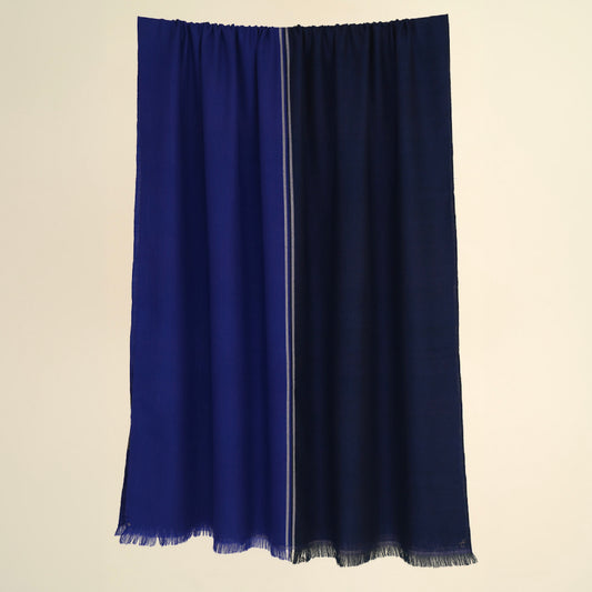 India, Kashmir Loom, Fifty-Fifty Aubergine Pilot Silver Shawl