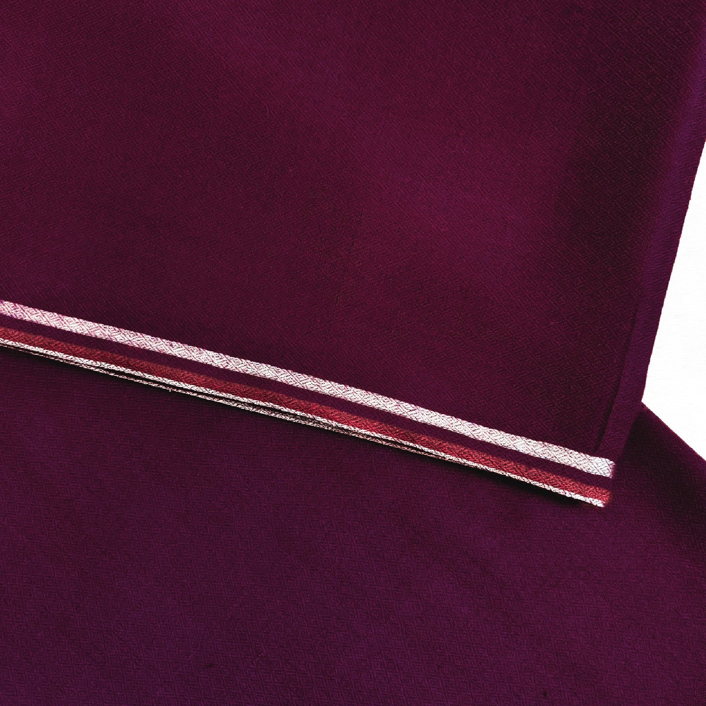 India, Kashmir Loom, Fifty-Fifty Garnet Silver Rosso Shawl