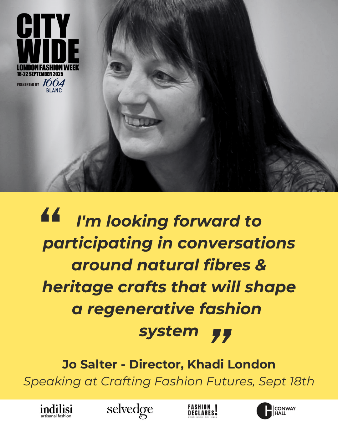 Thursday 18 September,  11-5 p.m.: Symposium: Crafting Regenerative Fashion and Textile Futures with Safia Minney