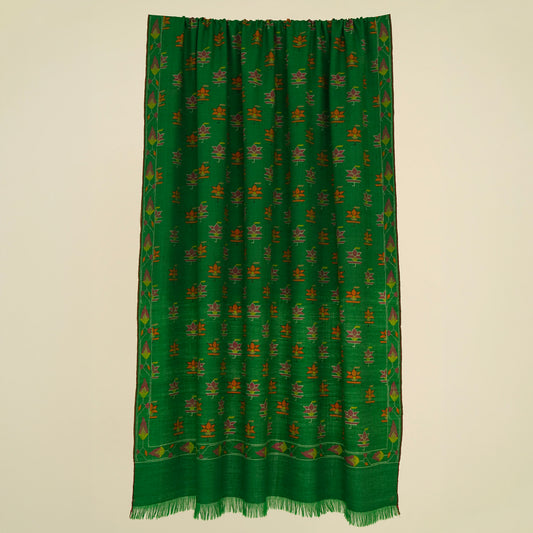 India, Kashmir Loom, Kani Hafiz Butidar Antique Emerald Shawl