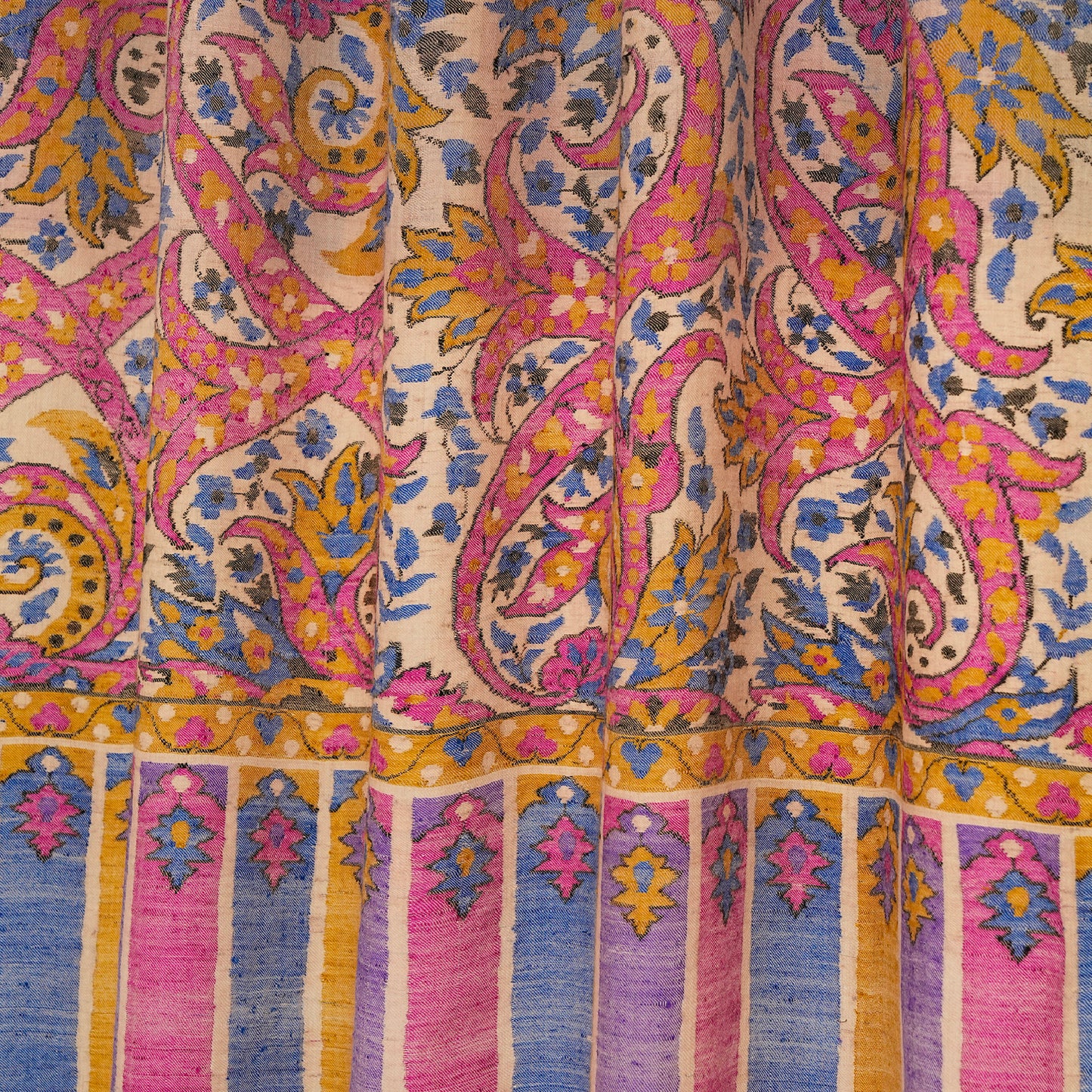 India, Kashmir Loom, Kani Kanikar Natural Multi Shawl