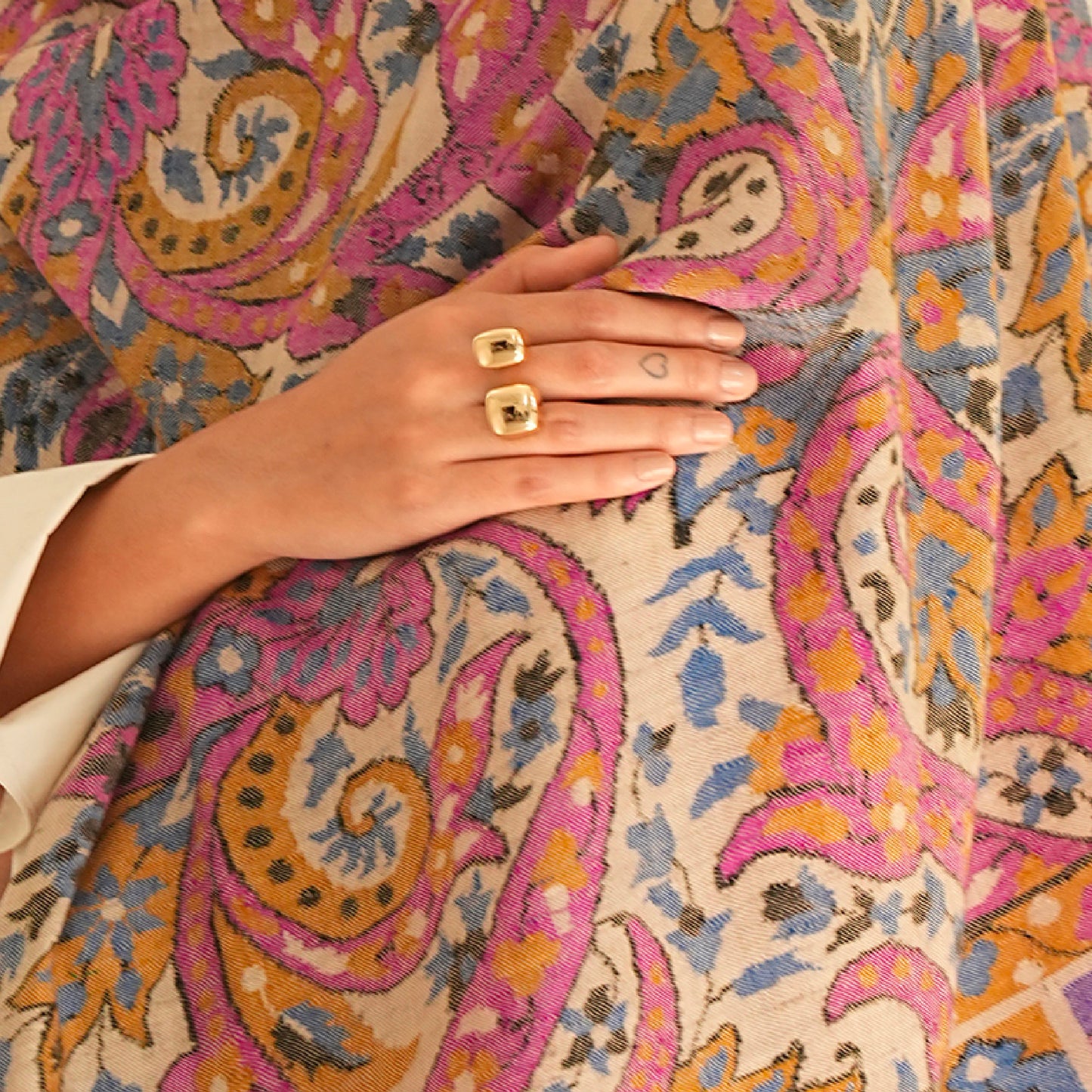 India, Kashmir Loom, Kani Kanikar Natural Multi Shawl