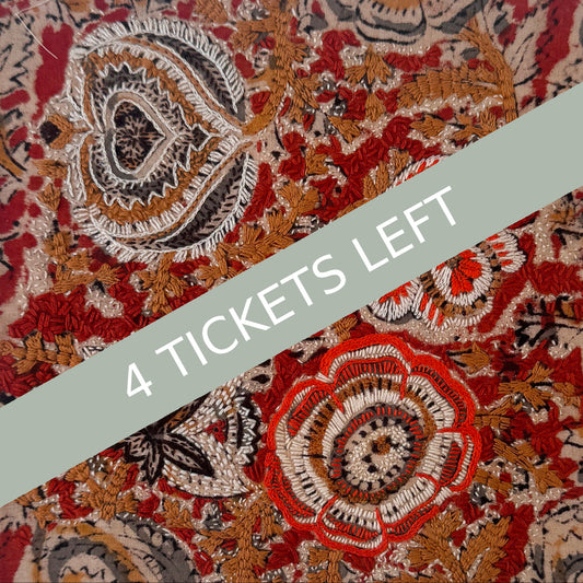 Thursday 24 September, 10:30-4 p.m.: Workshop, The Art of Stitching on Block Print with Kate Rickard