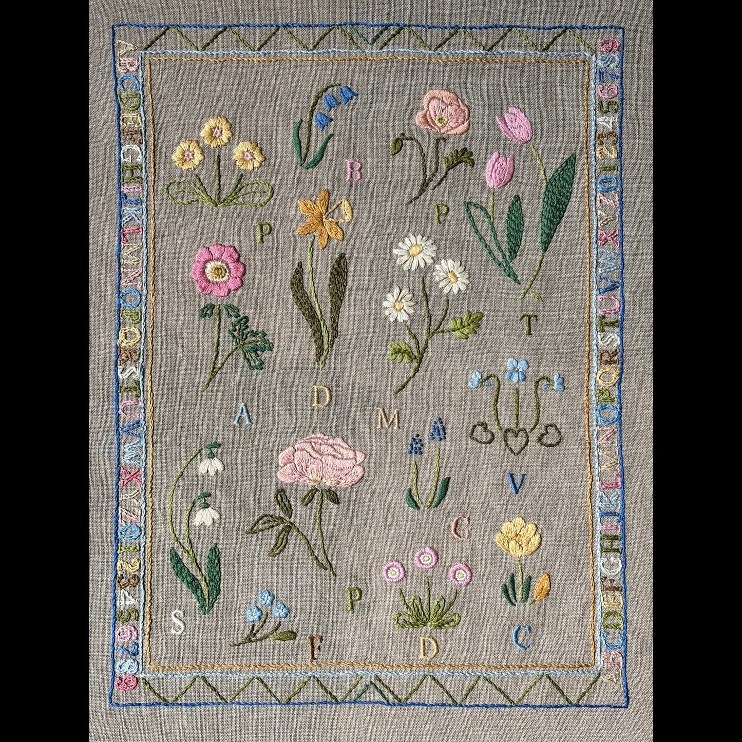 How to make an embroidered Spring Floral Sampler