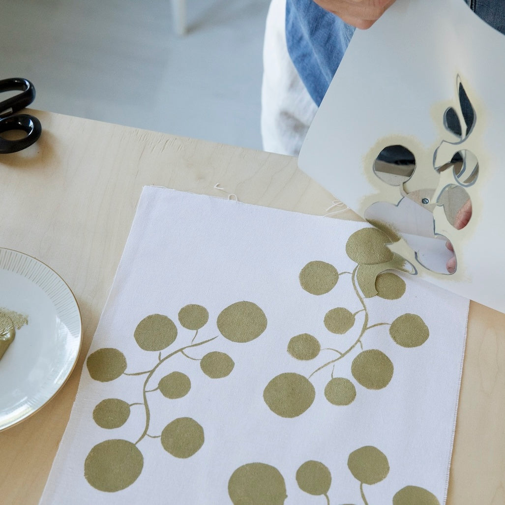 Saturday 26 September, 2-5 p.m. (BST): Online Workshop, Stencil New Designs on Revived Fabric with Lotta Jansdotter