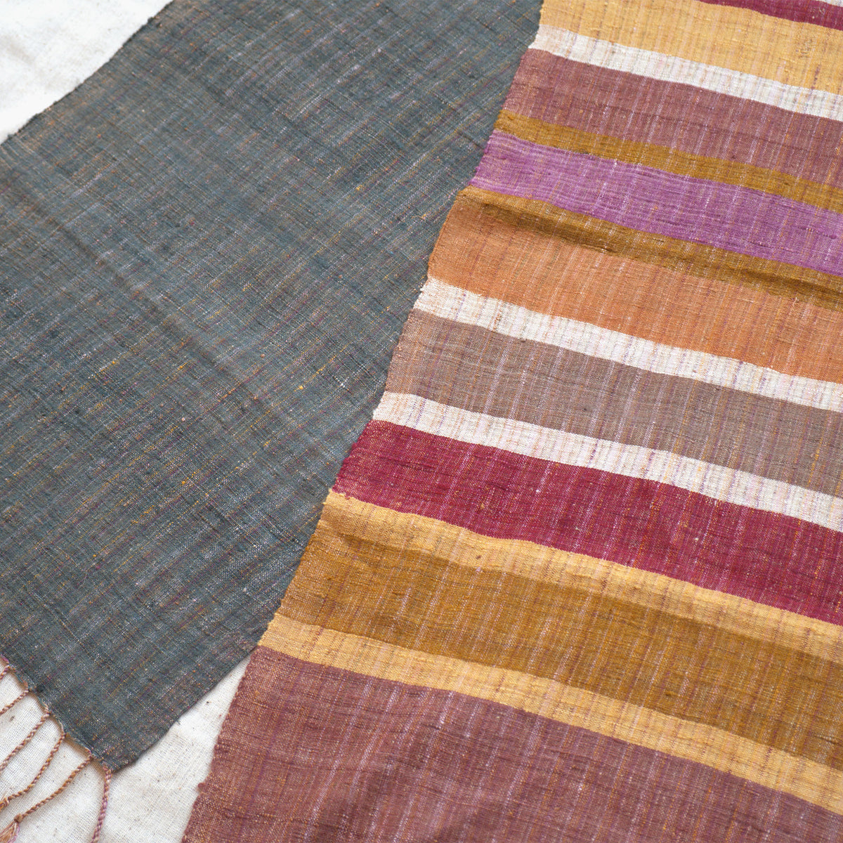 India, We are KAL, Striped Eri Silk Scarf, Grey