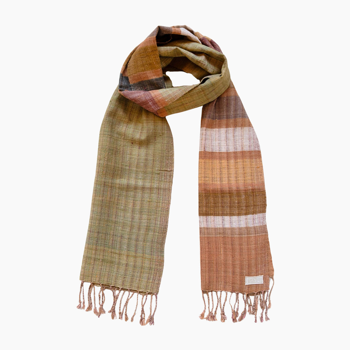 India, We are KAL, Striped Eri Silk Scarf, Green