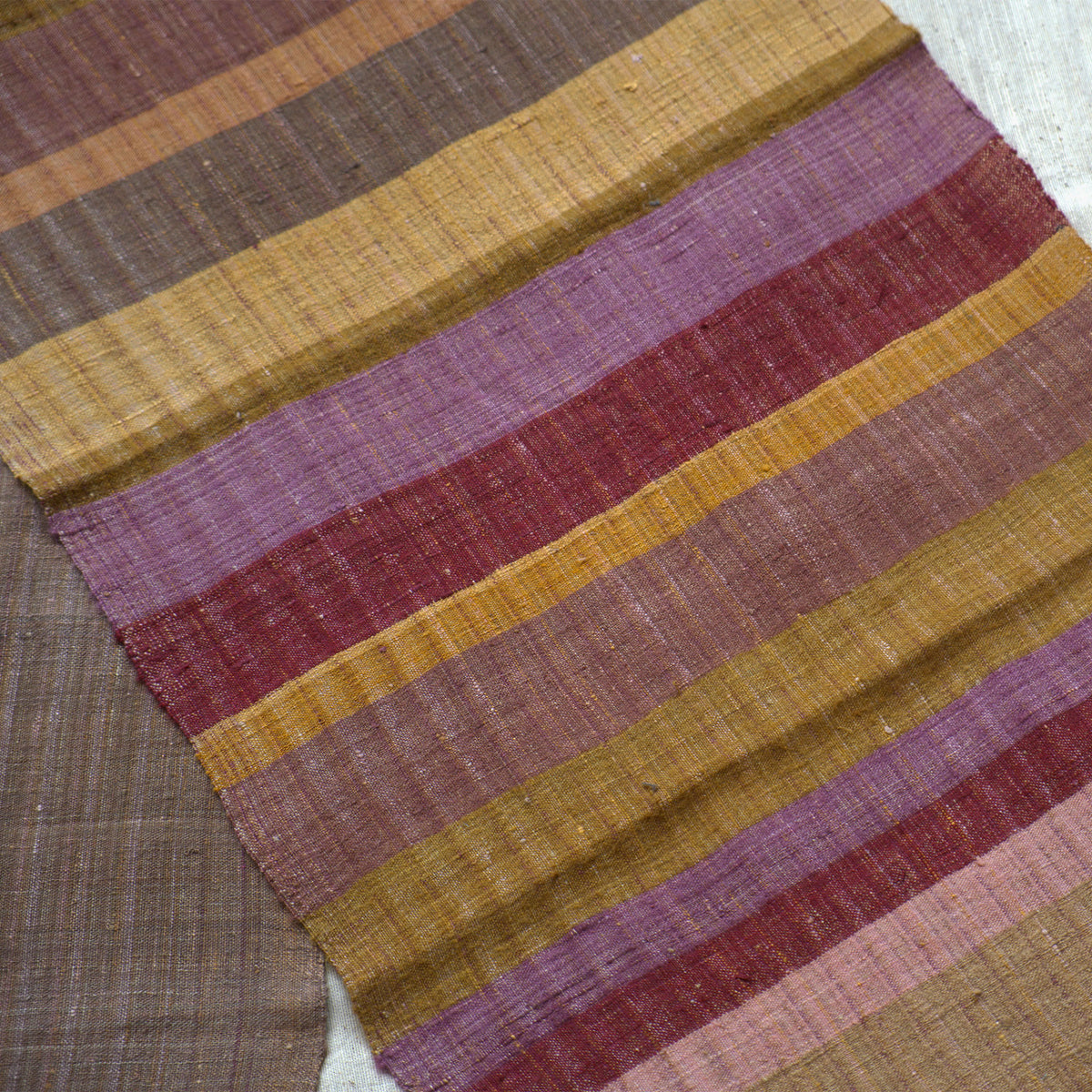 India, We are KAL, Striped Eri Silk Scarf, Brown