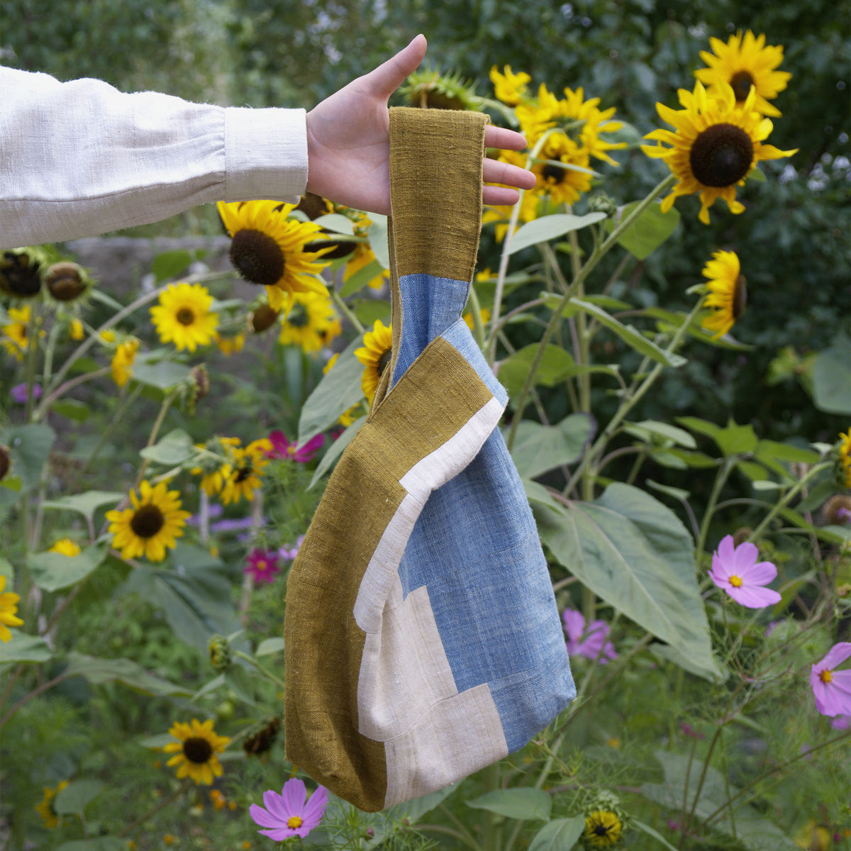 India, We are KAL, Eri Silk Knot Blue Bag, Blue