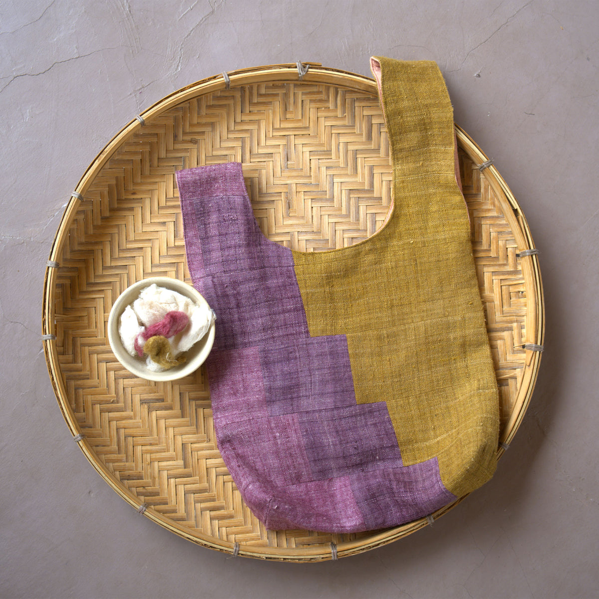 India, We are KAL, Eri Silk Knot Bag, Purple and Green
