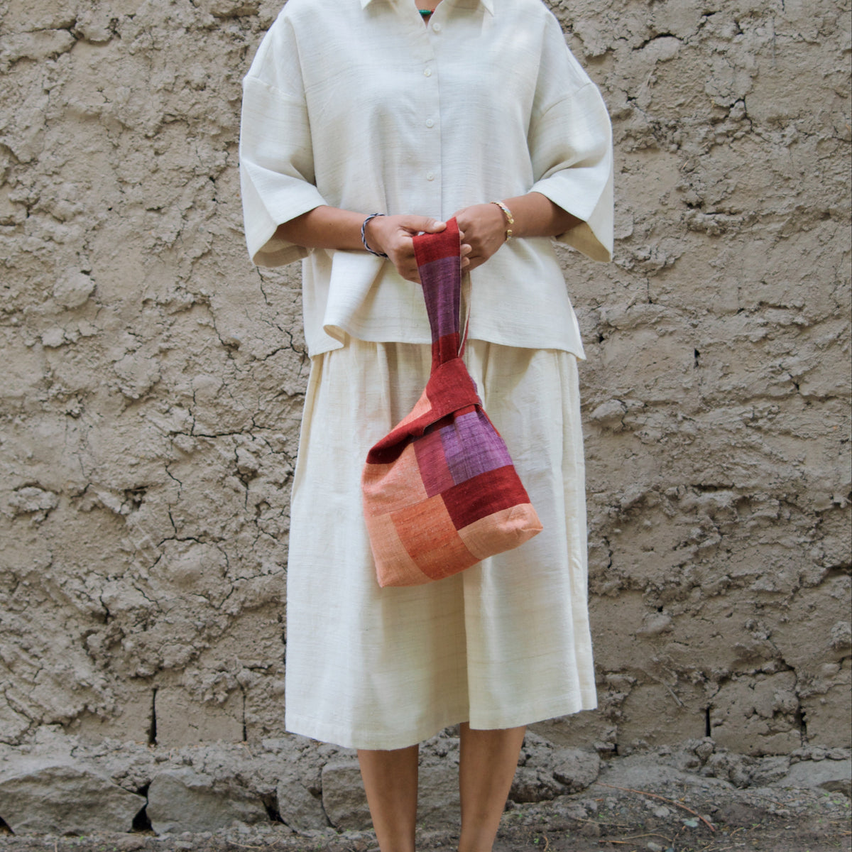 India, We are KAL, Eri Silk Knot Bag, Pink