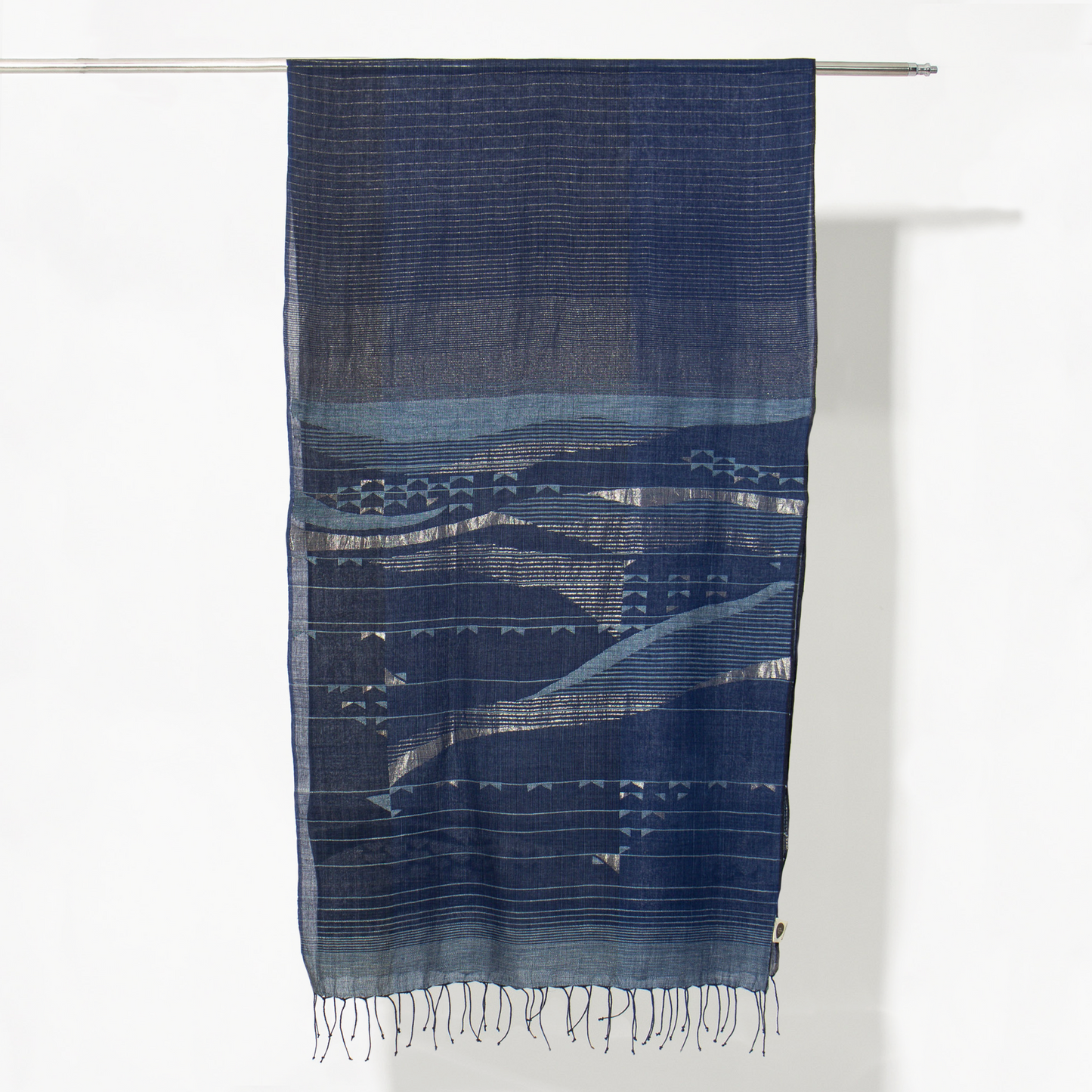 India, Karomi Crafts & Textile, Waves Reef Indigo Stole
