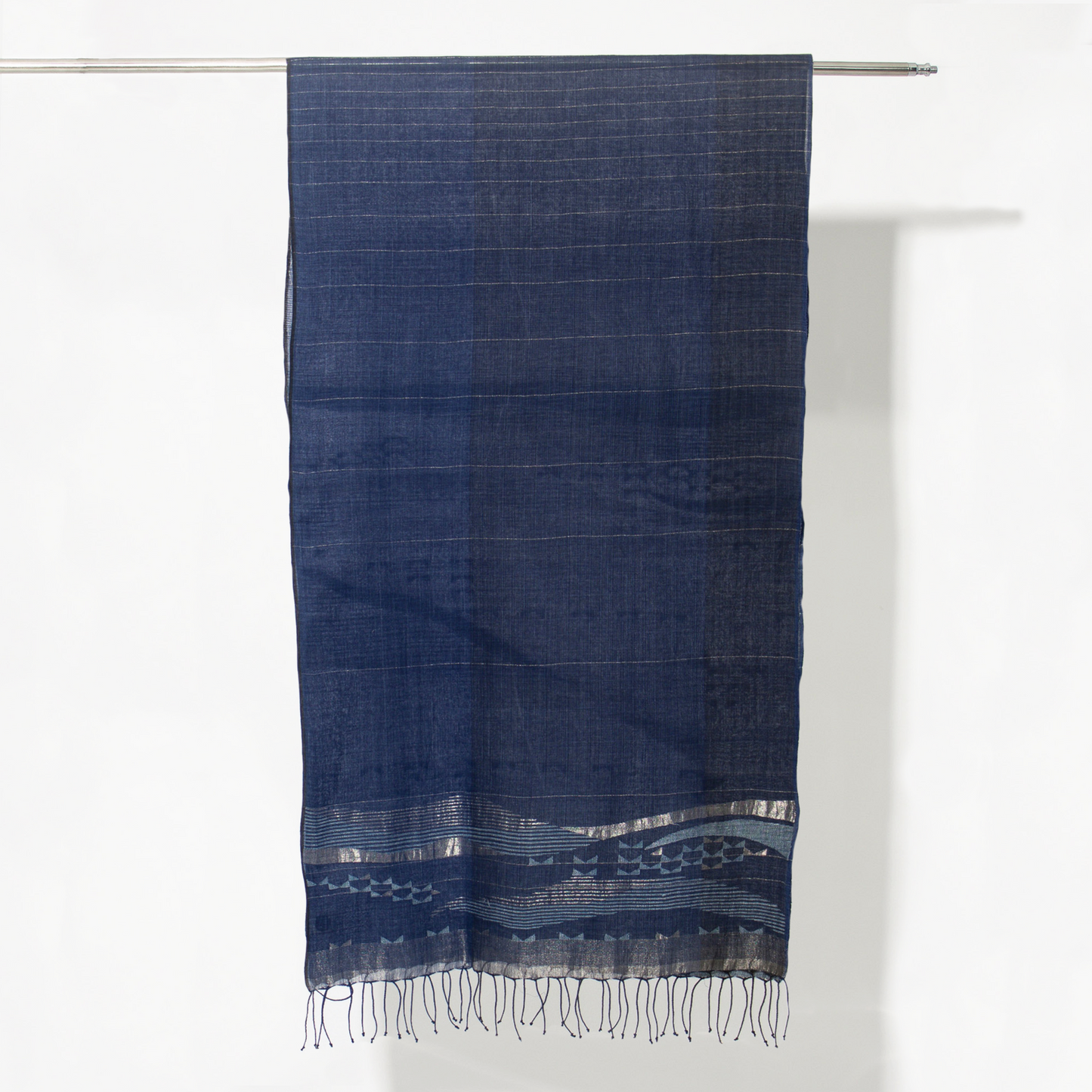 India, Karomi Crafts & Textile, Waves Reef Indigo Stole