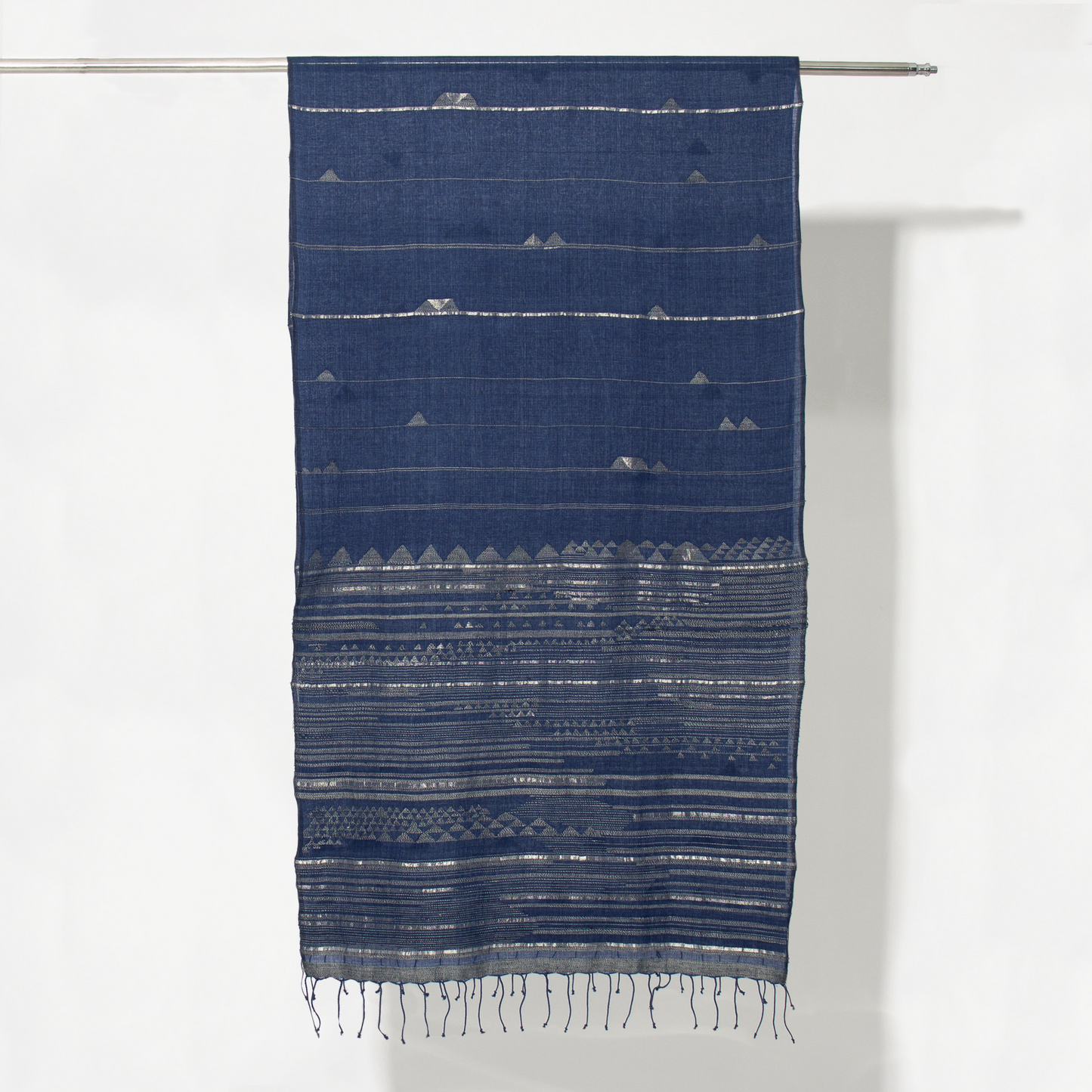 India, Karomi Crafts & Textile, Waves Horizon Indigo Stole