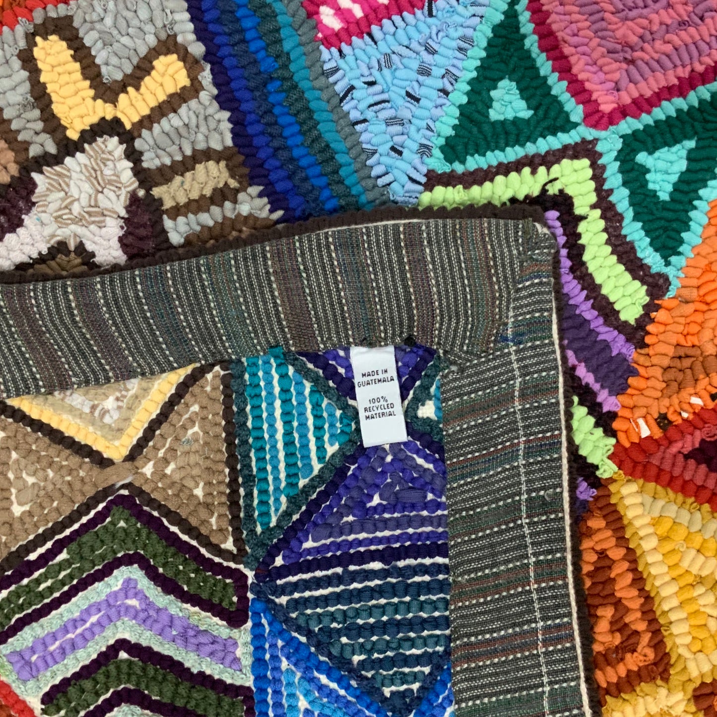 Guatemala, Multicolores/ Nicolasa Pacay Barán, "Sun and Moon" Hand-Hooked Rug