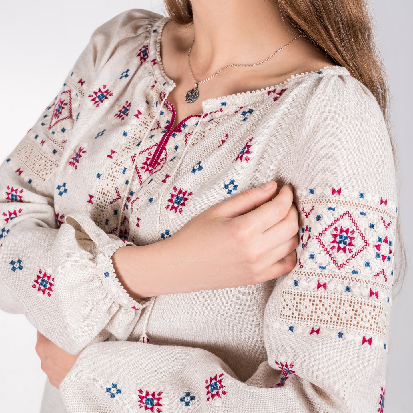 Ukraine, Lesia Pona / Pokuttya Folk Art, Hand Embroidered Women’s Linen Blouse 5