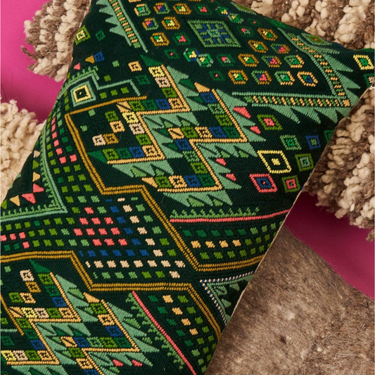 Guatemala, Nata Y Limón, Brocado Ixkot Green Pillow
