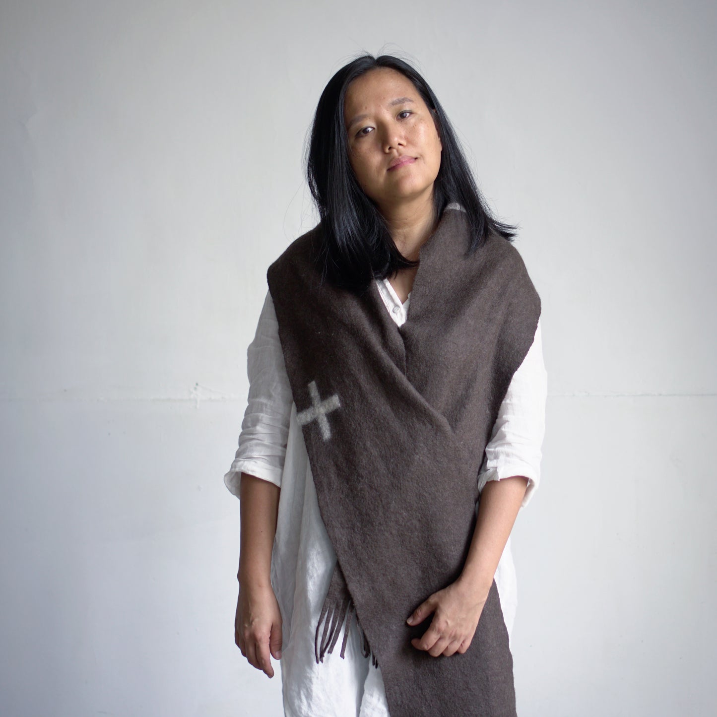 Tibet, Shangdrok, Yak Down Fiber Felt Scarf 'The Pulu'