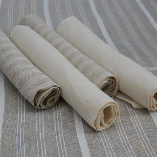 Hungary, Zsuzsa Zsigmond, Linen napkin set with original stripe rhythm from Sárköz region