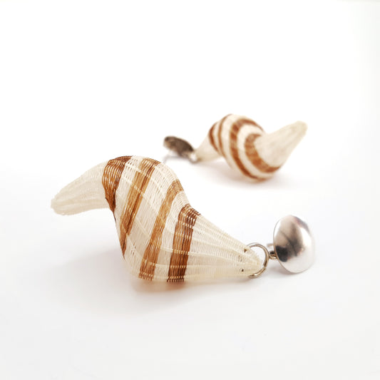 Chile, Rita Soto, White Snail Earrings