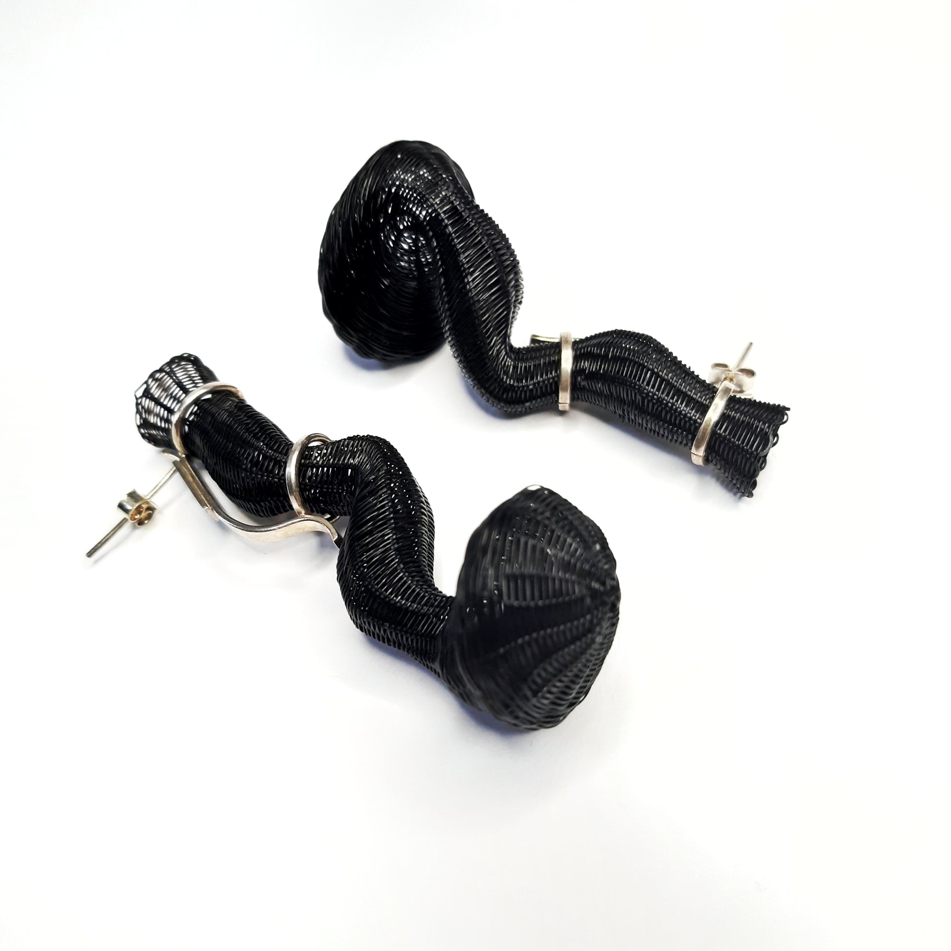 Chile, Rita Soto, Black Folds of Memory Earrings