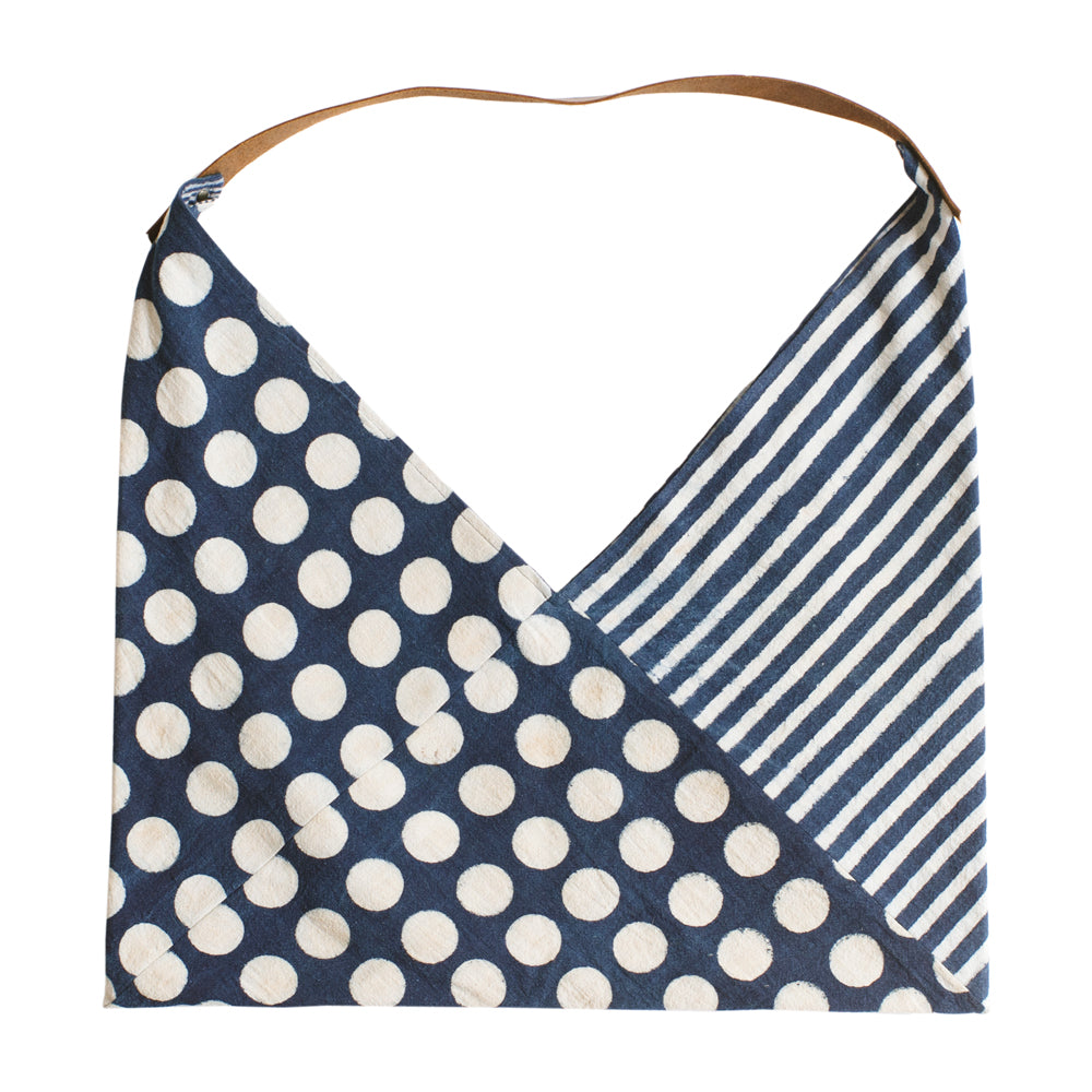 Pakistan & Canada, Handwork Studio, Folded Tote Bag Multi Stripes + Circles