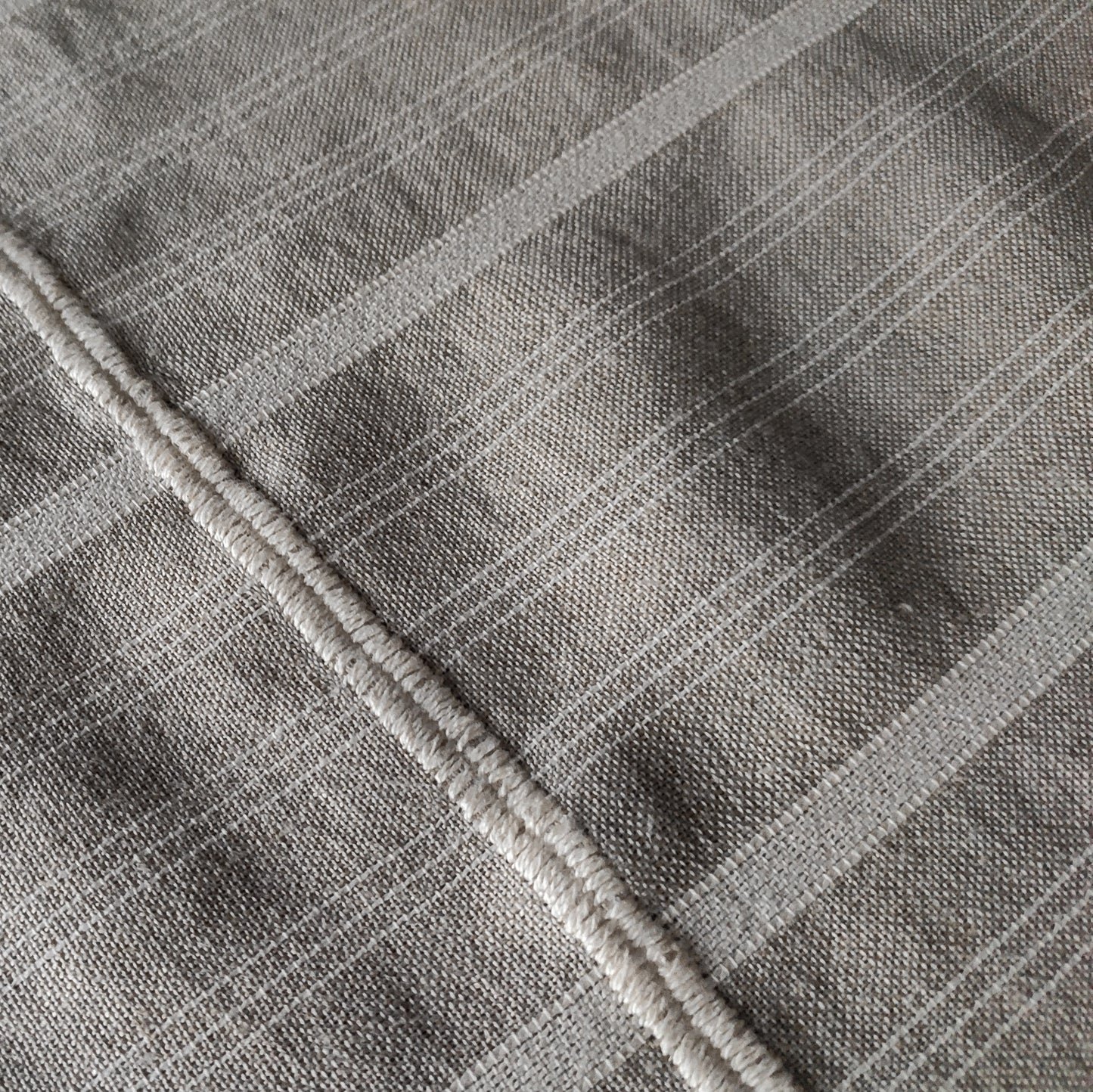 Hungary, Zsuzsa Zsigmond, Linen tablecloth with original stripe rhythm from Sárköz region