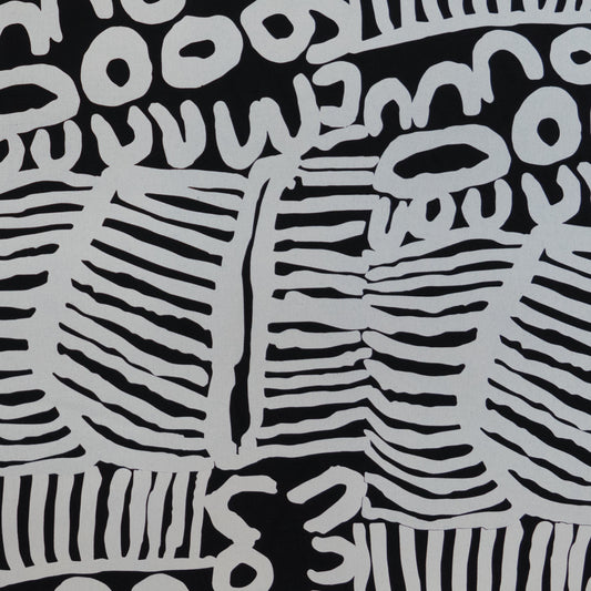 Australia, Mavis Nampitjinpa Marks  / Ikuntji Artists, Women's Business Fabric - Black Tencel Linen