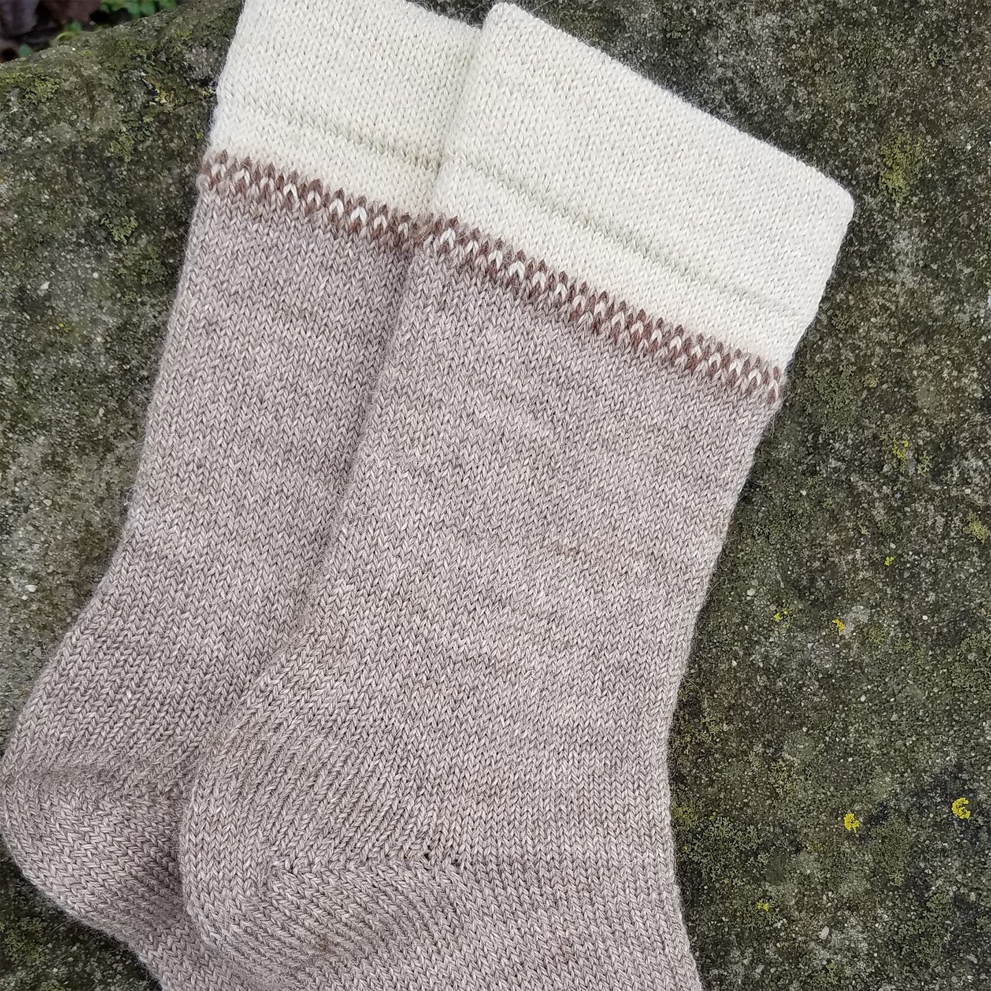 United States, Kathleen Oliver / Sweet Tree Hill Farm, Shepherd’s Socks in Shetland Wool with Dappled Fair Isle Cuff