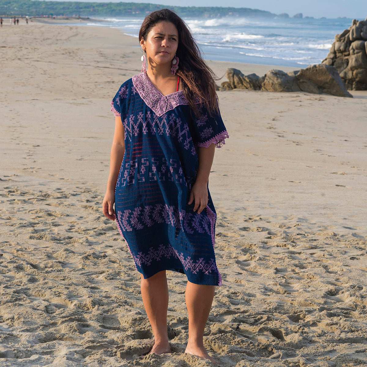 Mexico, Mexican Dreamweavers, Indigo Open Weave Huipil