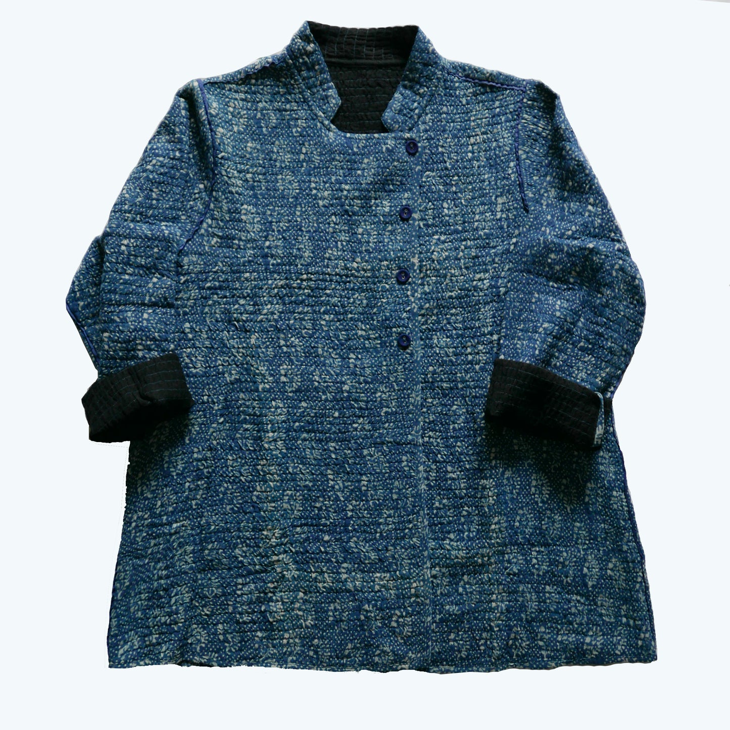 India, Indigene, Smocked Print & Wool Short Jacket (Reversible)