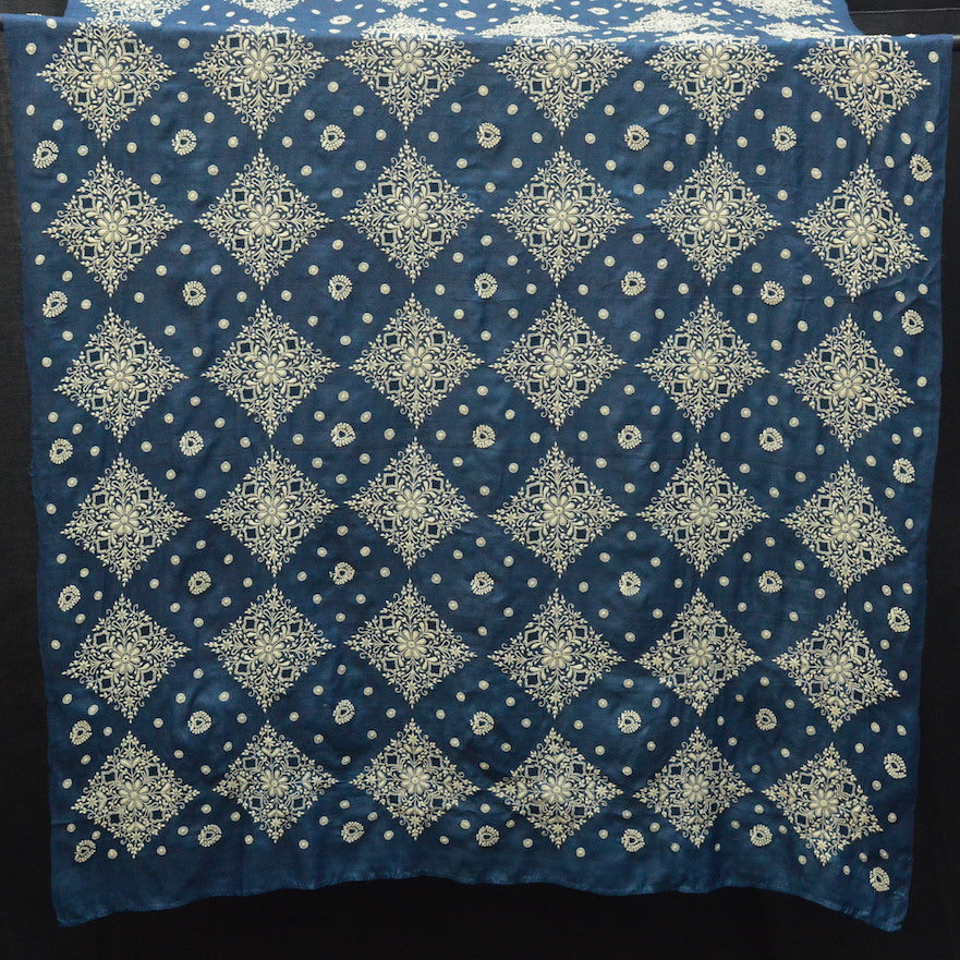 India, Bhairvis Chikan / Mamta Varma, Indigo Dupatta Shawl