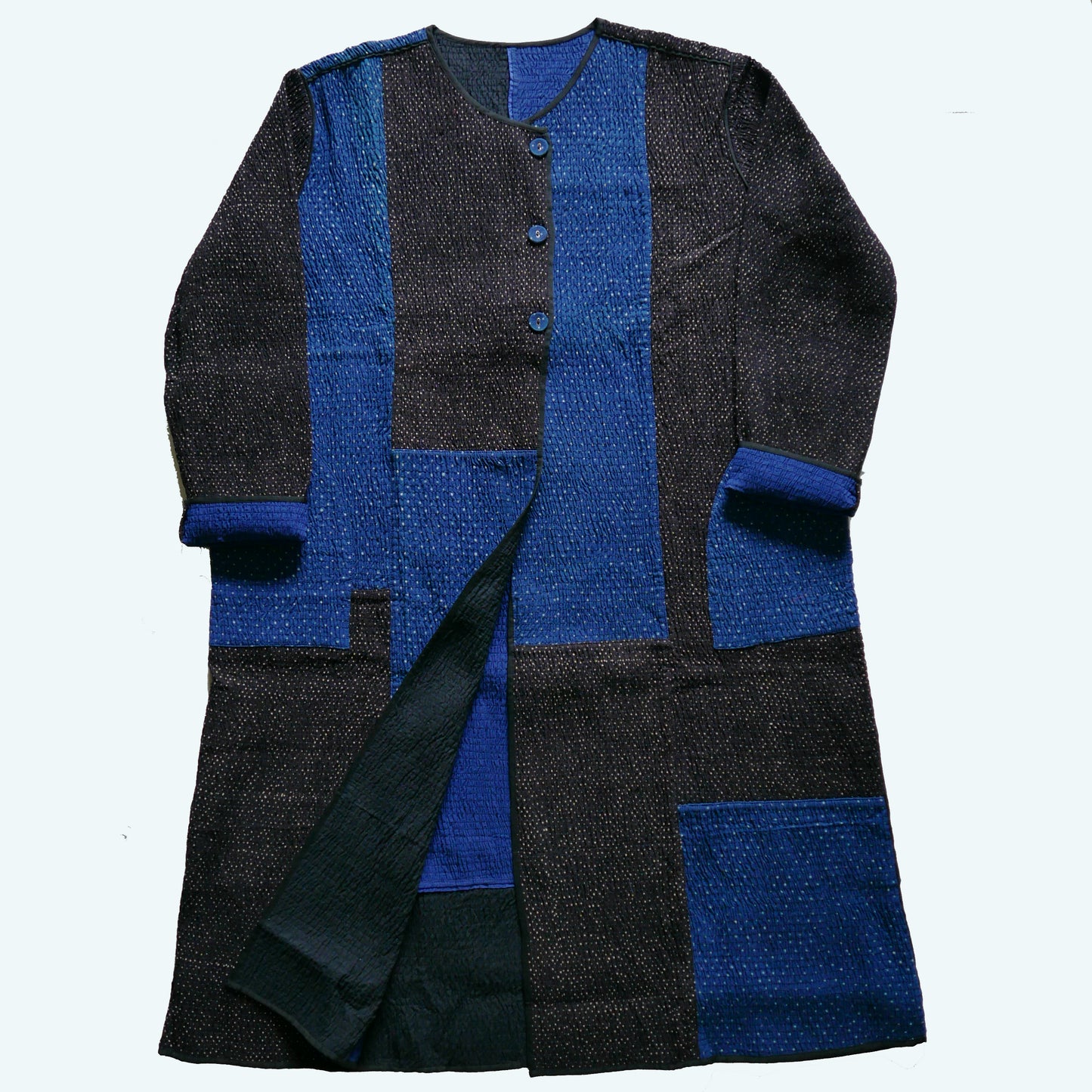 India, Indigene, Patchwork Textured Long Jacket