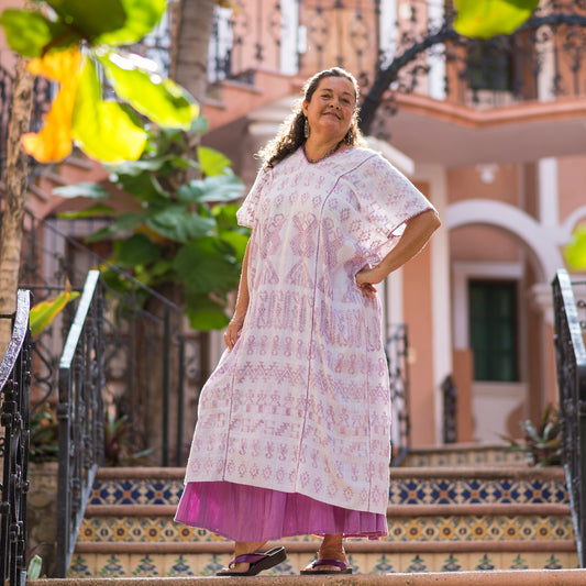 Mexico, Mexican Dreamweavers, Elegant White Huipil with ‘Tixinda’ Designs